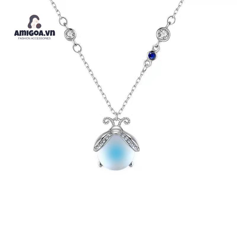 ✨✨Vòng cổ Mặt Trăng Và Đá Lửa Thiết Kế Xương Đòn Làm Quà Sinh Nhật Cho Nữ