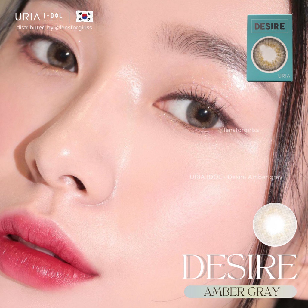 Kính áp tròng cao cấp cho mắt nhạy cảm Desire Amber Gray chính hãng IDOL LENS | HSD 8-12 tháng | Lens cận