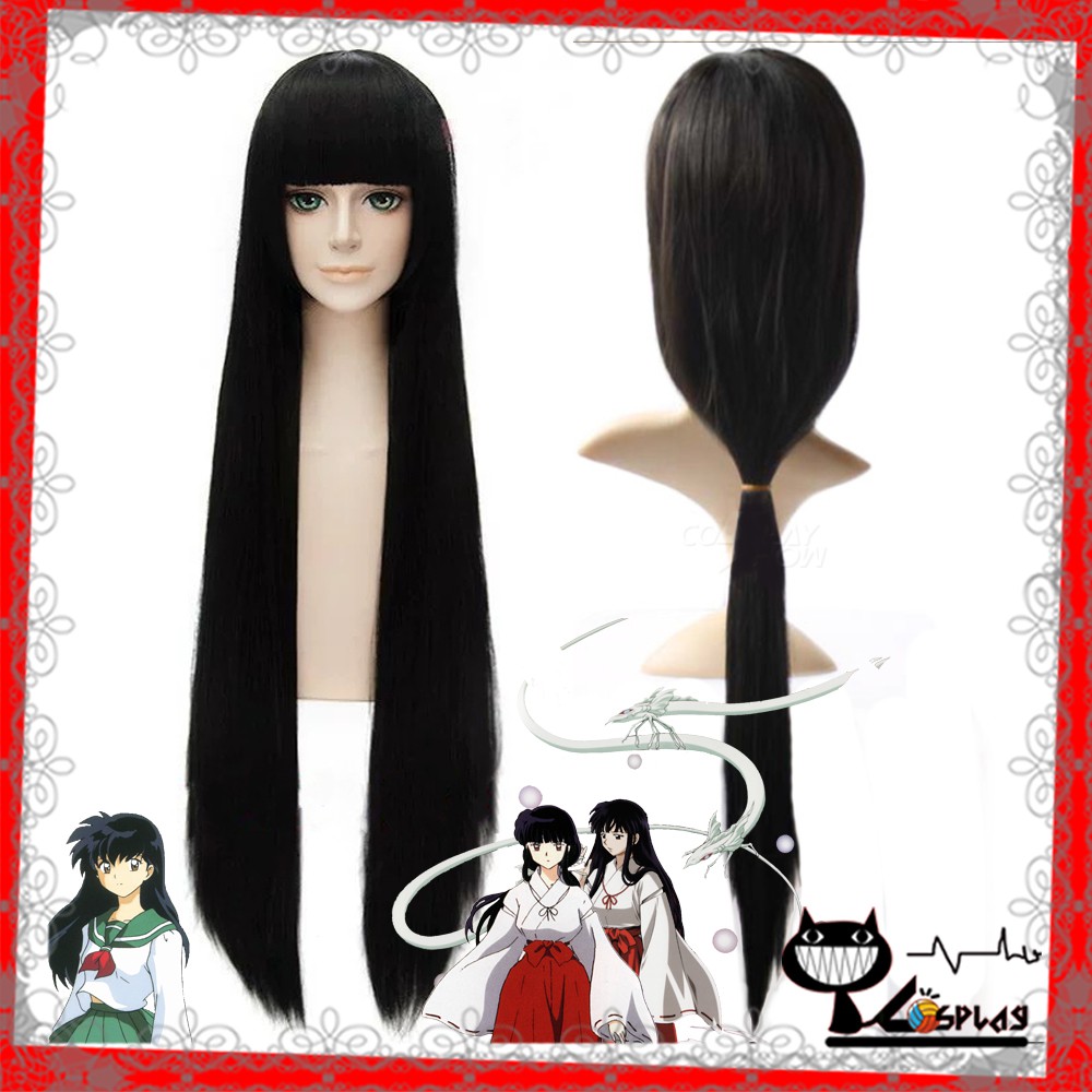 [sẵn] Wig/tóc giả Kikyo/Kagome - Inuyasha màu đen mái bằng [Miu Cosplay]