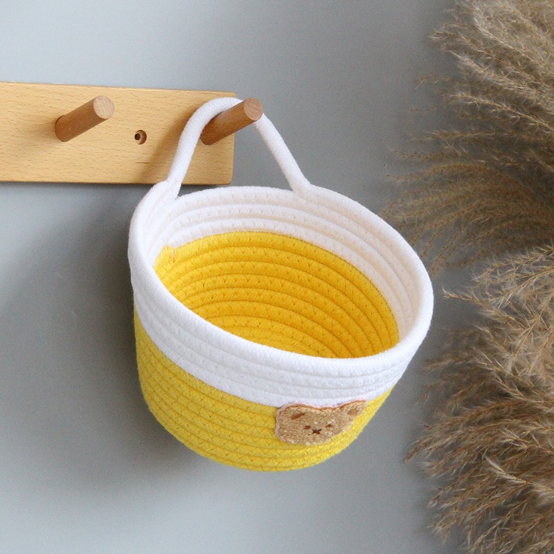 Giỏ Đựng Đồ Bằng Dây Cotton Bện Có Tay Cầm Dễ Thương Đa Ứng Dụng