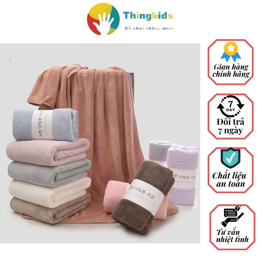 Khăn tắm bông cao cấp kích thước 70x140 - Thingkids