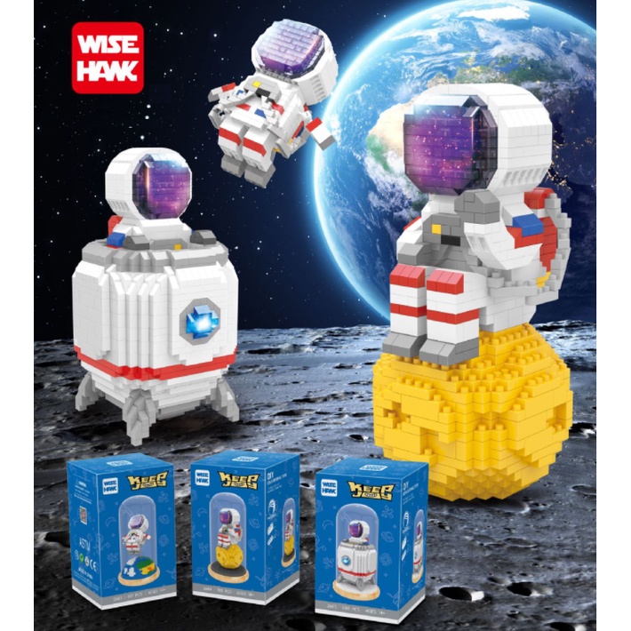 800 Mảnh Ghép, Có Hộp Kính – Bộ đồ chơi lắp ghép Mô Hình Phi Hành Gia – Trang Trí Decor Lắp Ráp Đồ Chơi Siêu Dễ Thương