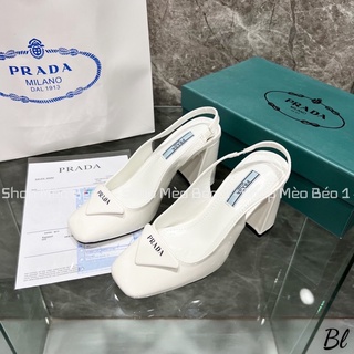 Sandal prd mũi vuông bít mũi gót trụ fullbox