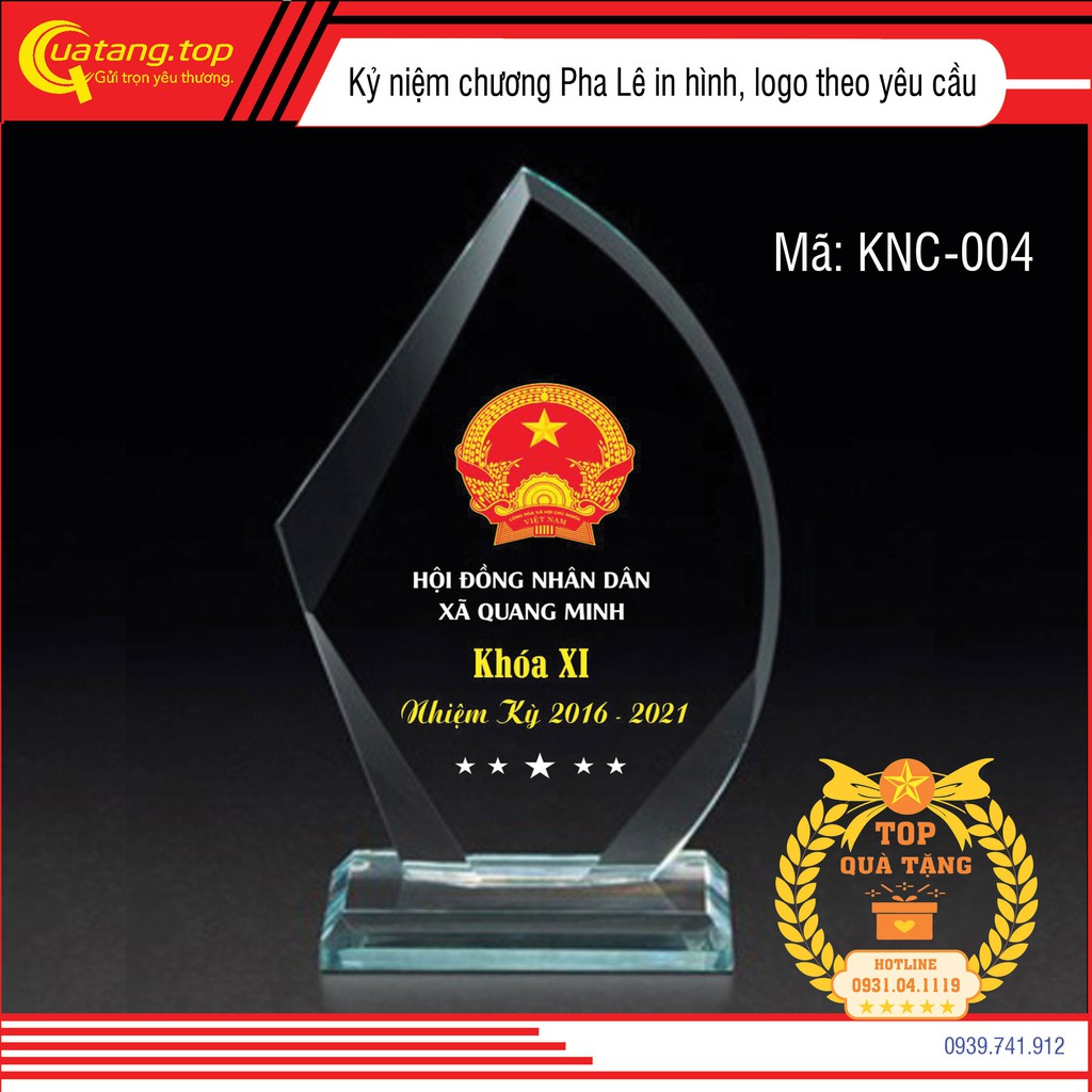 Kỷ niệm chương TopGift chất liệu pha lê in tên logo theo yêu cầu | Quà lưu niệm
