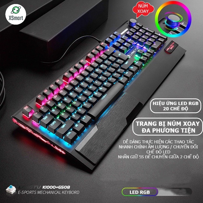 Bàn Phím Cơ Gaming CAO CẤP K1000 FULL LED RGB Có Kê Tay, Blue Switch Gõ Cực Đã Cho Laptop Máy Tính PC, Cổng USB | WebRaoVat - webraovat.net.vn