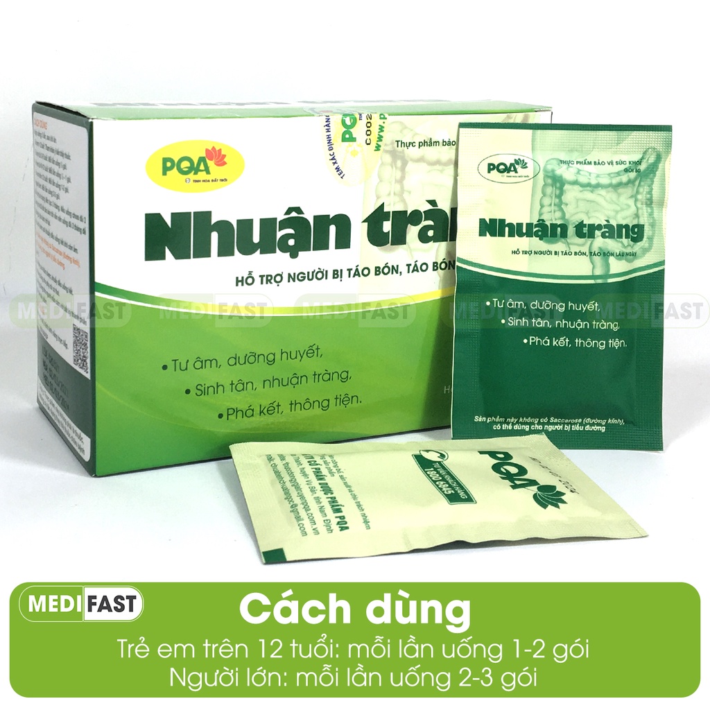 PQA Nhuận Tràng - Giảm tình trạng táo bón, ăn không tiêu, chướng bụng - Dùng được cho người tiểu đường - Hộp 25 gói