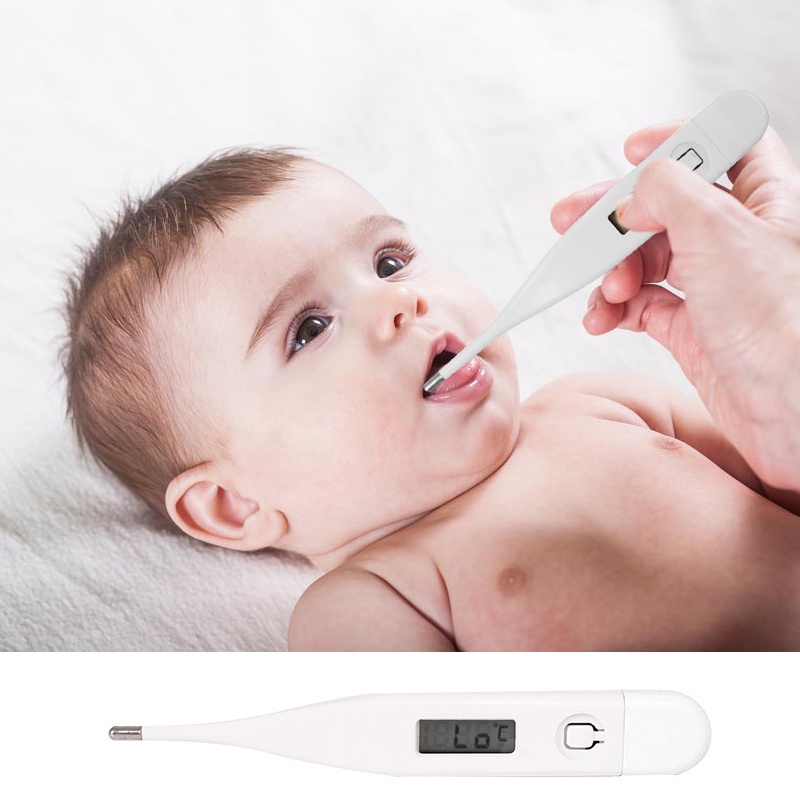Nhiệt Kế Điện Tử LR41 Màn Hình LCD Trong Suốt Chống Thấm Nước Dành Cho Trẻ Em