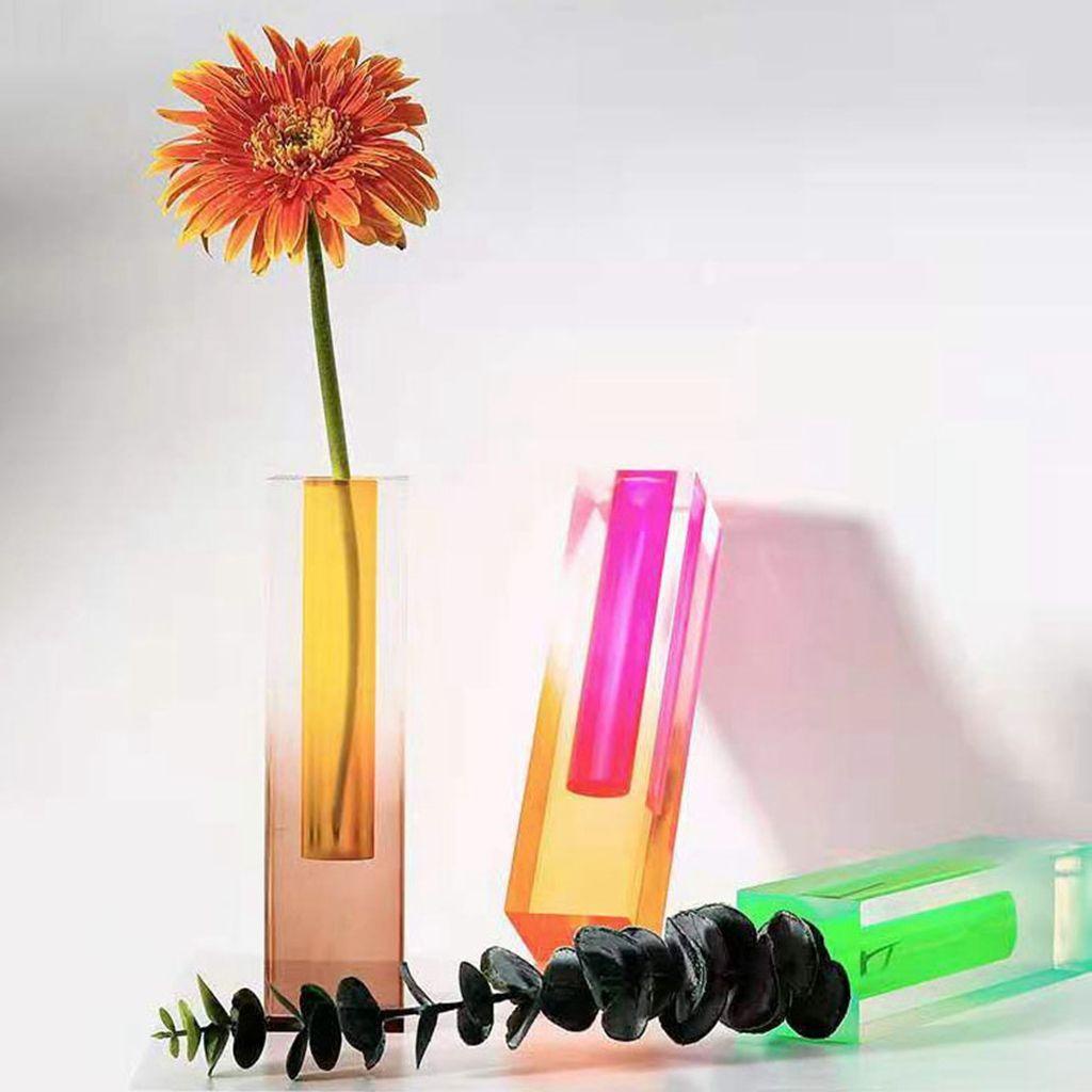 Bình Hoa Nhựa Acrylic Màu Cầu Vồng Sang Trọng Phong Cách Bắc Âu|Bình Hoa Để Bàn Trang Trí Độc Đáo