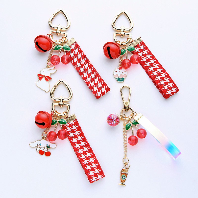 Móc khóa hình quả cherry dễ thương bằng hợp kim