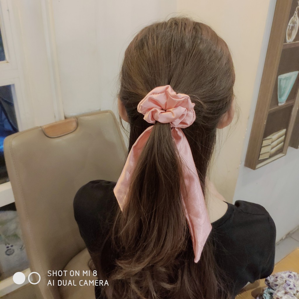 Dây cột nơ buộc tóc đẹp Hàn Quốc - Scrunchie đính nơ ngăn xinh sang xịn -Quà tặng bạn gái