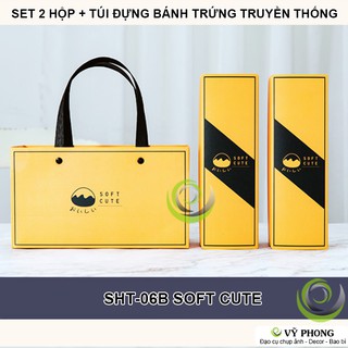 SET 2 HỘP + 1 TÚI GIẤY ĐỰNG BÁNH KẸO BÁNH TRỨNG TRUYỀN THỐNG EGG YOLK PUFF PHONG CÁCH ĐƠN GIẢN SANG TRỌNG SHT-06