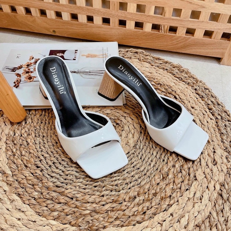GUỐC QUAI DA BÓNG GÓT GỖ 5 PHÂN MỚI