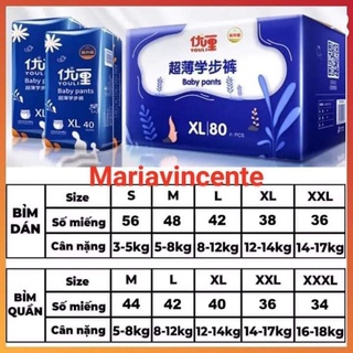 Tã Bỉm Dán/Quần YOULI XANH Đủ Size S56/M48/M44/L42/XL40/XXL36/XXXL34