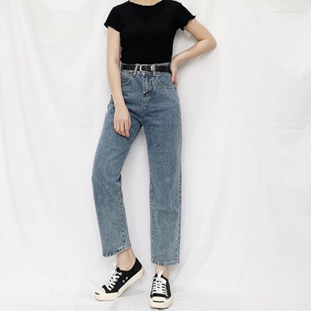 Quần Baggy Jeans Q1655ti cạp cao ống suông | BigBuy360 - bigbuy360.vn