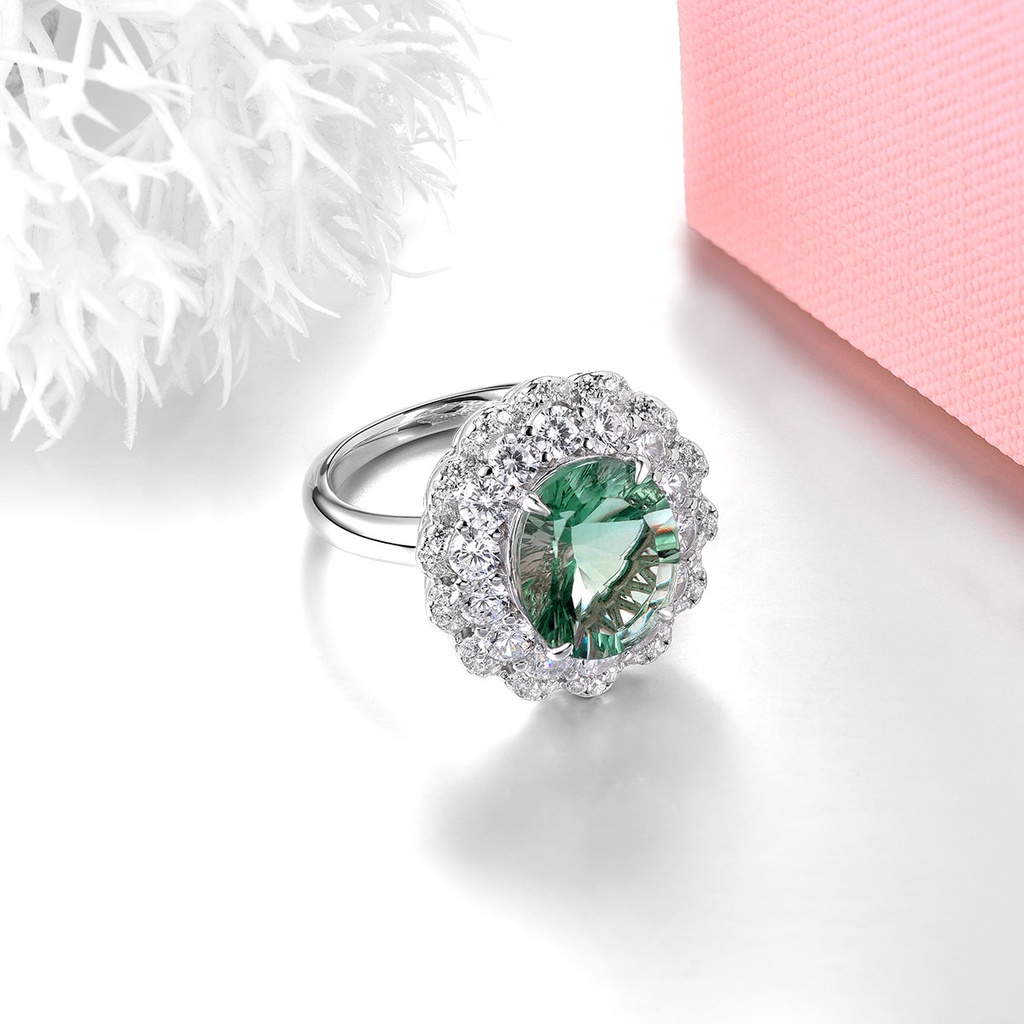 Set 5 Nhẫn Bạc 925 Đính Đá Fluorite Xanh Tự Nhiên Thời Trang Cho Nữ