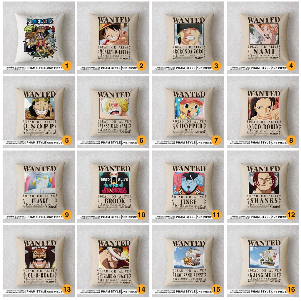 GỐI TRANG TRÍ SOFA TRUY NÃ ONE PIECE