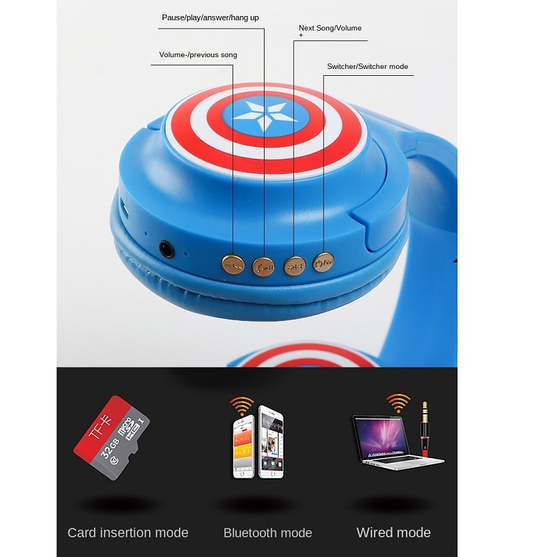 DISNEY SANRIO Tai Nghe Bluetooth Không Dây Hình Các Nhân Vật Trong Avengers