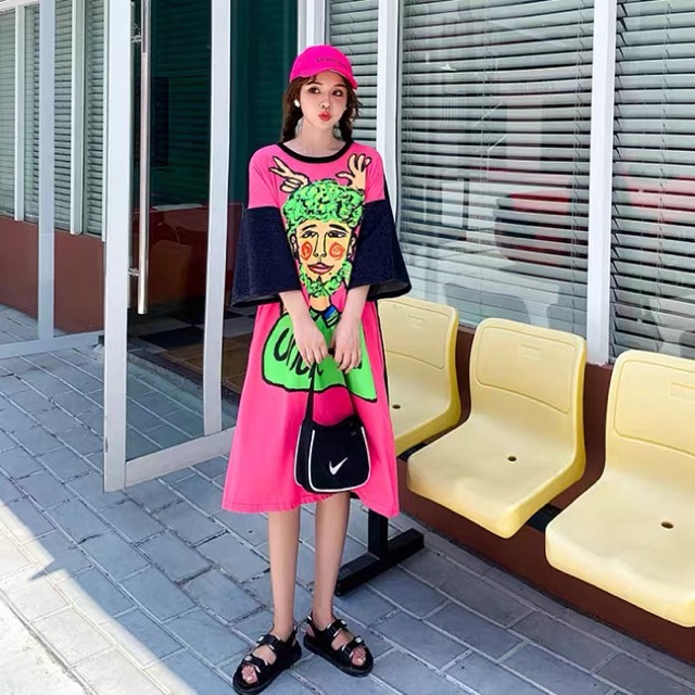 Bigsize Đầm suông oversize hoạ tiết độc lạ