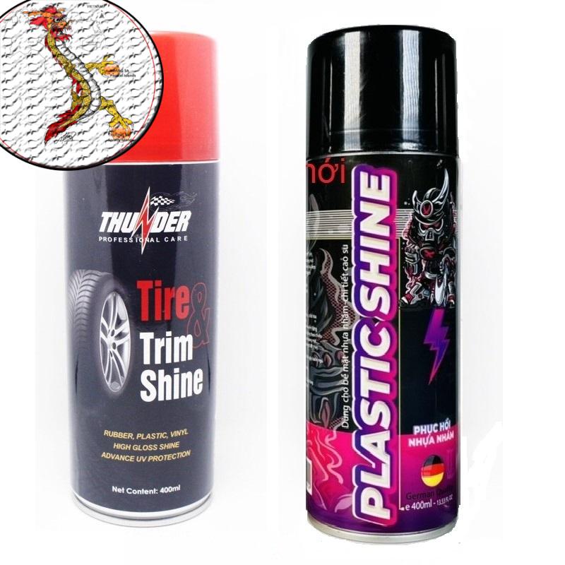 [DauNhot_PhuGia]Chai Xịt Dưỡng Lốp, Phục Hồi Nhựa nhám Thunder 400ml, Chai bảo vệ nhựa đen và lốp xe Sprayking