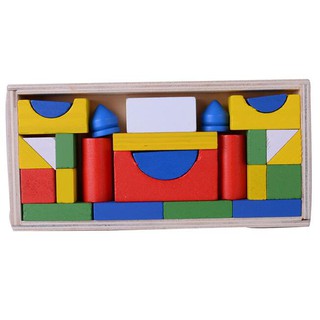 Set Toys 27Pcs Wooden Kids Baby Learning Block Geometry