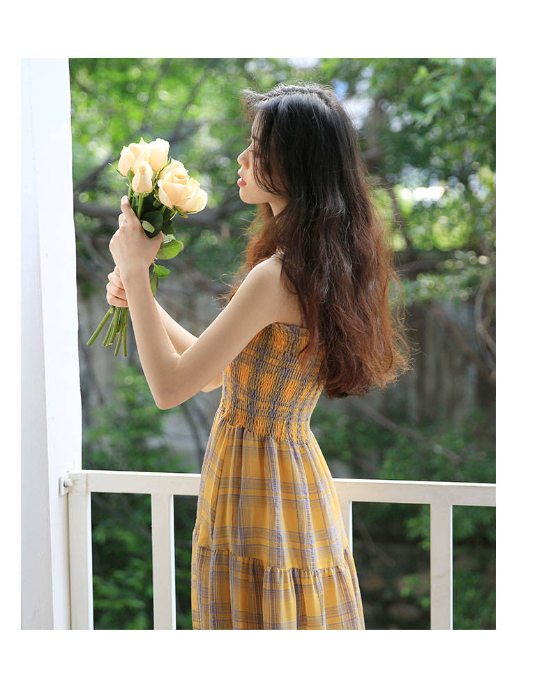 Đầm Hai Dây Họa Tiết Ca Rô Trẻ Trung Thanh Lịch Dành Cho Nữ