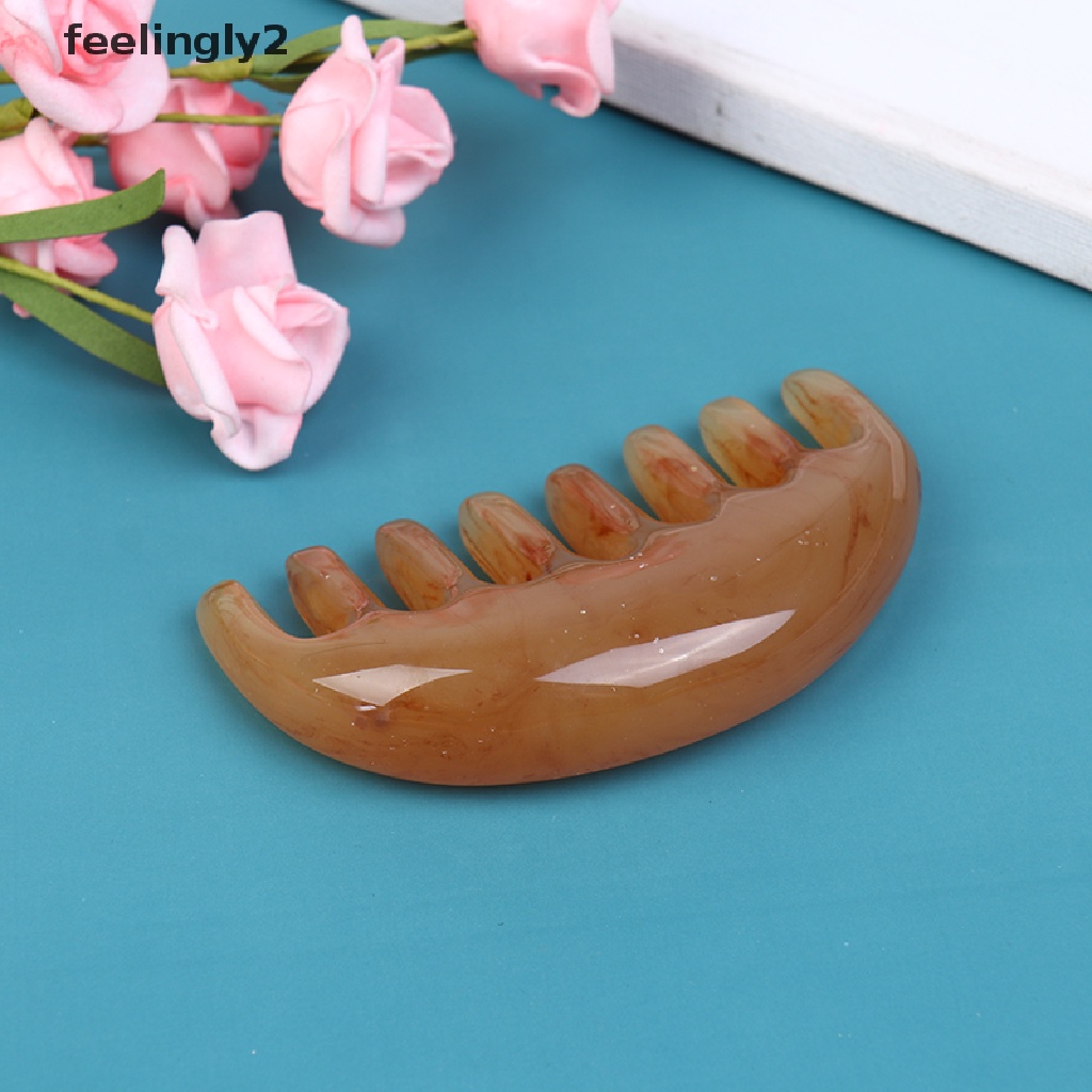 [Hàng mới về] Lược chải mát xa da đầu bằng sừng trâu răng lớn tiện dụng cho spa