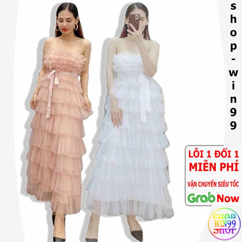 ⚡ ẢNH THẬT ⚡  Đầm váy dự tiệc nhiều tầng lưới siêu hót ❤ Dáng công chúa maxi sang chảnh 4 màu 2 dây dáng dài