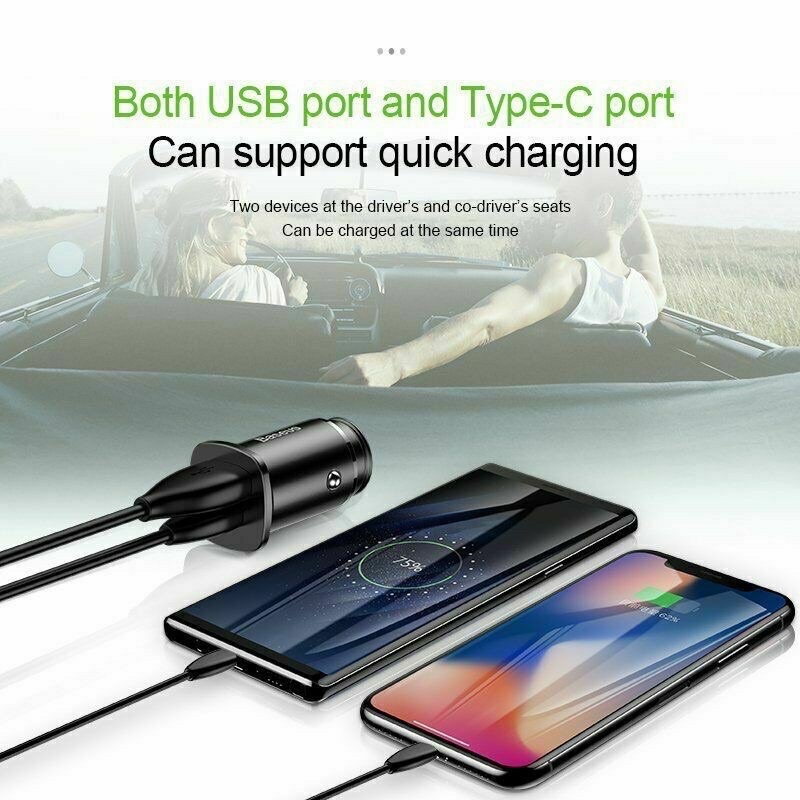 ✔CHÍNH HÃNG✔Tẩu sạc ô tô,xe hơi BASEUS CCALL-DS tích hợp 2 cổng USB sạc nhanh 30W Quick Charge 3.0 cho IPhone Samsung