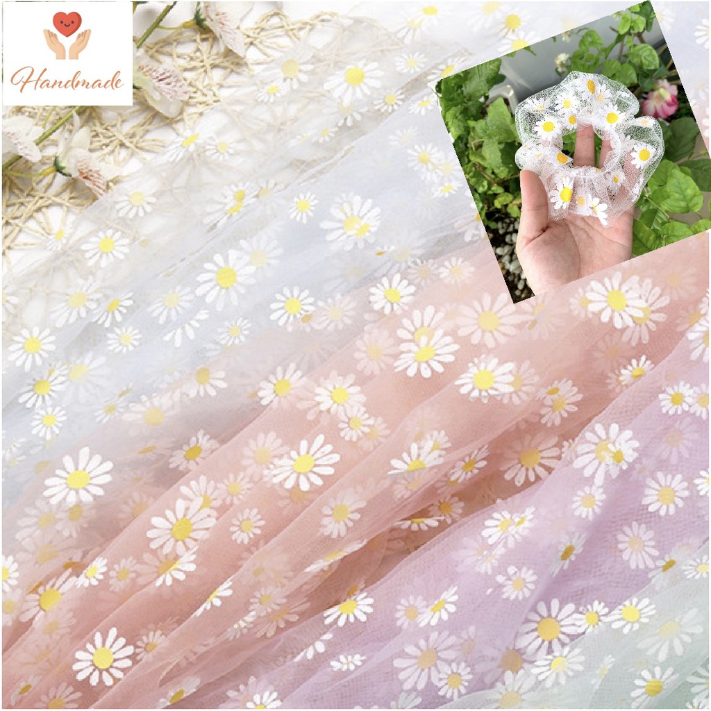 Vải lưới hoa cúc nhiều màu