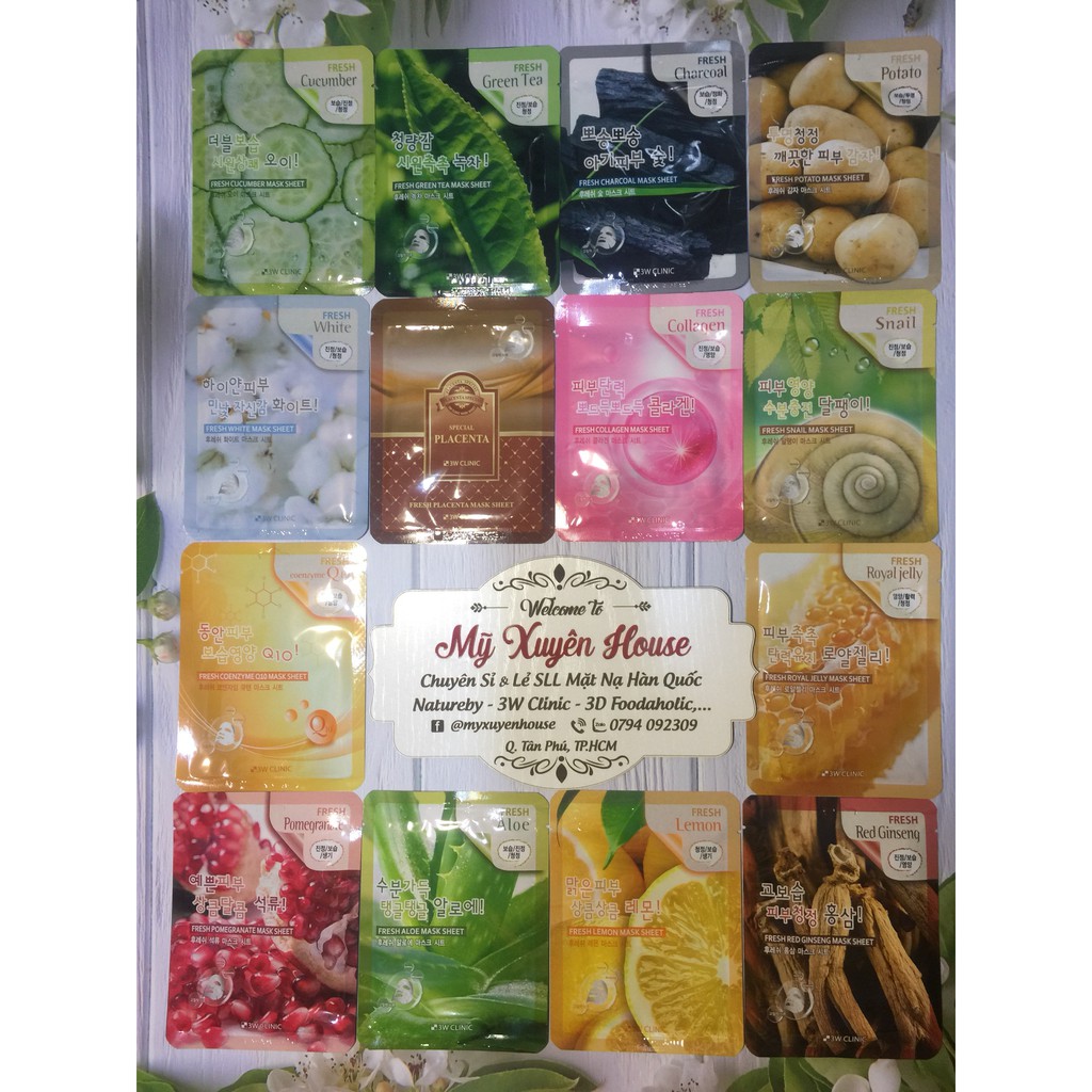 [Mẫu Mới 2020]14 Loại Mặt Nạ Dưỡng Da 3W Clinic Chính Hãng Hàn Quốc