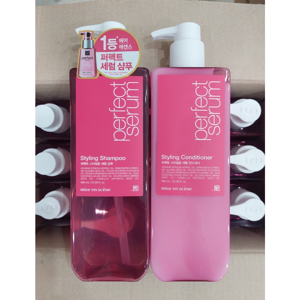 Dầu gội xả Mise En Scene Perfect Serum Hair 680 ml Hàn Quốc.