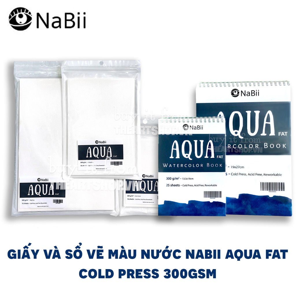 THEARTSHOP Giấy vẽ và sổ vẽ màu nước NABII AQUA FAT (COLD PRESS 300gsm)