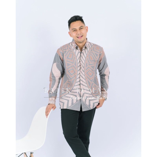 Prisma ULIR Áo Sơ Mi Nam Phân Lớp Lông Thú Cotton Thường Ngày Vừa Vặn Màu Xám Bụi Batik