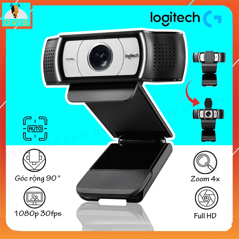 [BH 36 THÁNG] Webcam Máy Tính Góc Siêu Rộng, Zoom 4x, Phân giải HD 1080p | Logitech C930E / C930C