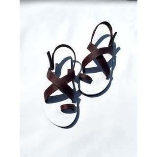  Dép quai hậu nữ nam SANDALTHOITRANG Dép sandal nữ xỏ ngón quai chéo  A24 Trắng Nâu Đen full size 30-44 