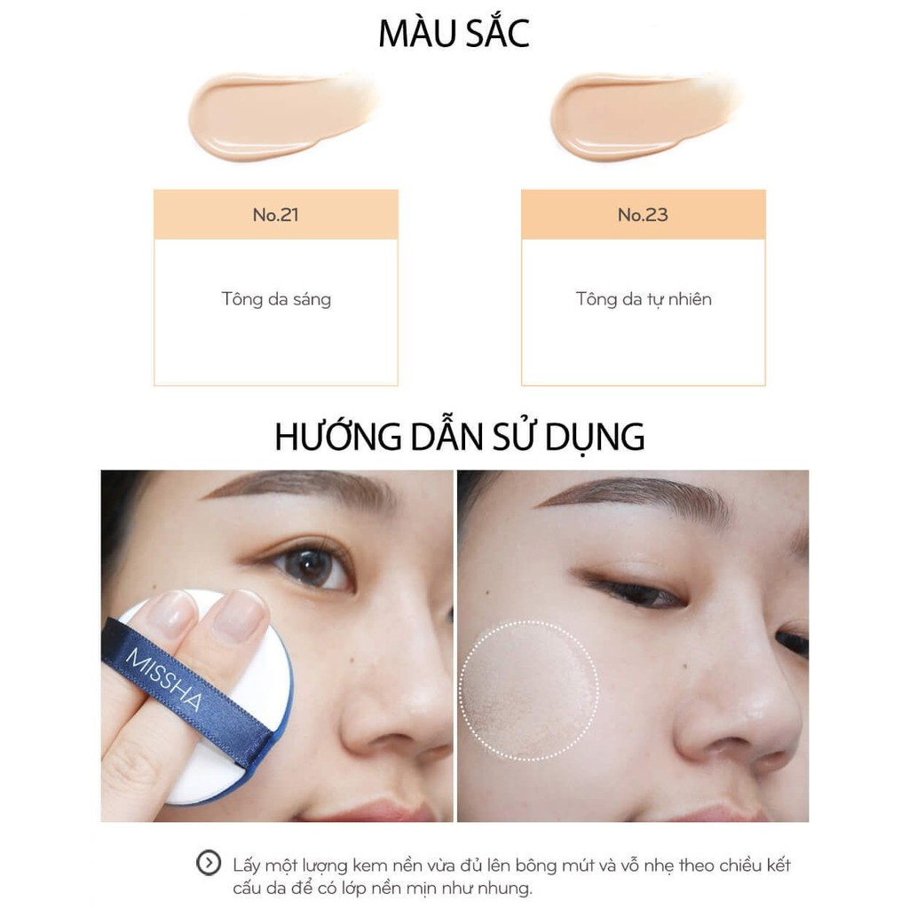Phấn Nước Dưỡng Ẩm, Giúp Da Bóng Khỏe Tự Nhiên Missha Magic Cushion Moist Up SPF50+ PA+++