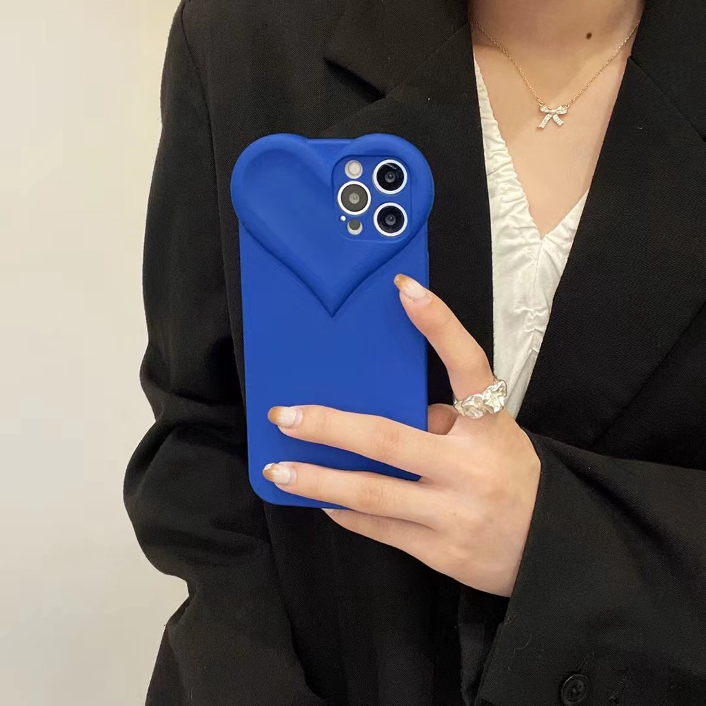 Ốp điện thoại TPU mềm hình trái tim màu xanh dương cho iPhone X XS XR XS MAX 7 Plus 8 Plus 11 11 Pro 11 Pro Max 12 13 Pro 12 Pro Max