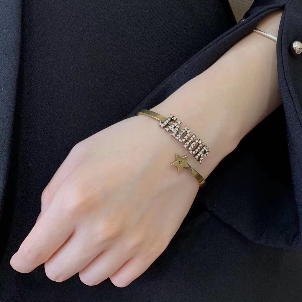 Vòng đeo tay bằng đồng thau in chữ JADior thời trang cổ điển đơn giản