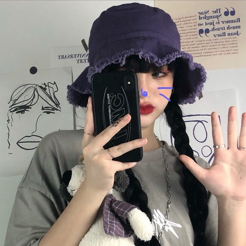 Mũ tai bèo vành rộng in chữ thời trang dành cho nữ