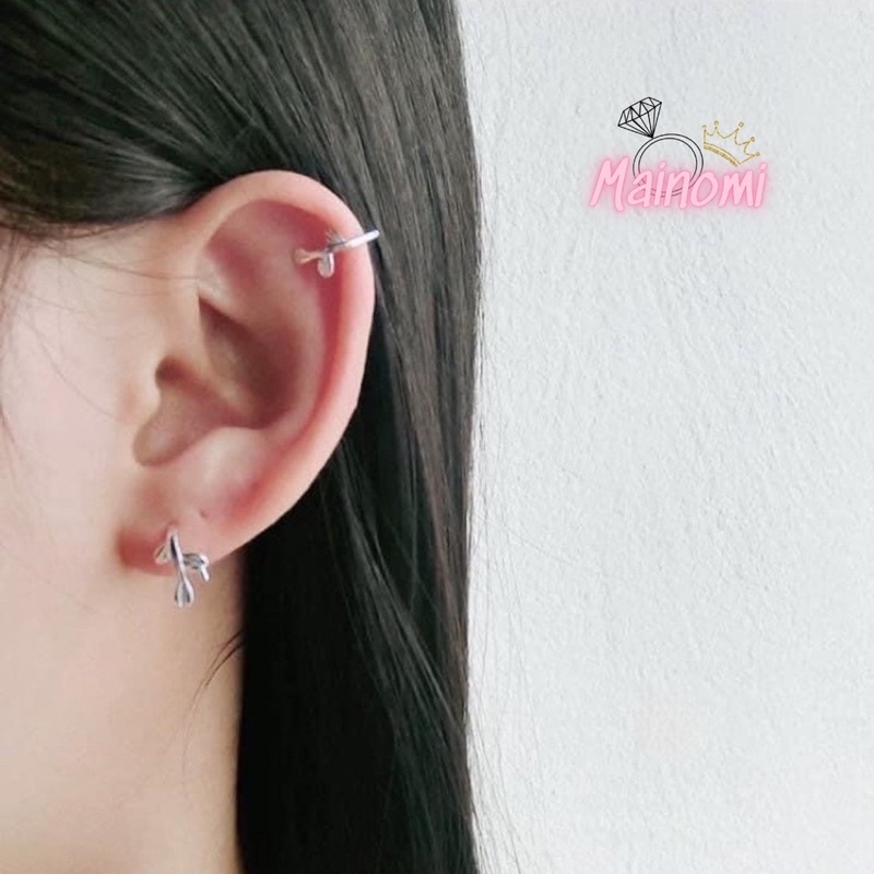 Bông tai bạc thời trang, thiết kế đơn giản nhẹ nhàng cá tính Mainomi Shop Bạc Xinh