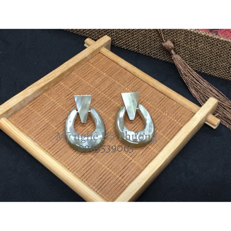 Bông tai, khuyên tai sừng trâu tự nhiên, sang trọng, quý phái