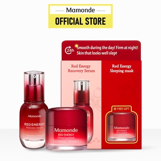 Combo Tinh chất cung cấp năng lượng phục hồi cho da Red Energy Recovery Serum 30ml và  Mặt nạ ngủ Mamonde Red Energy