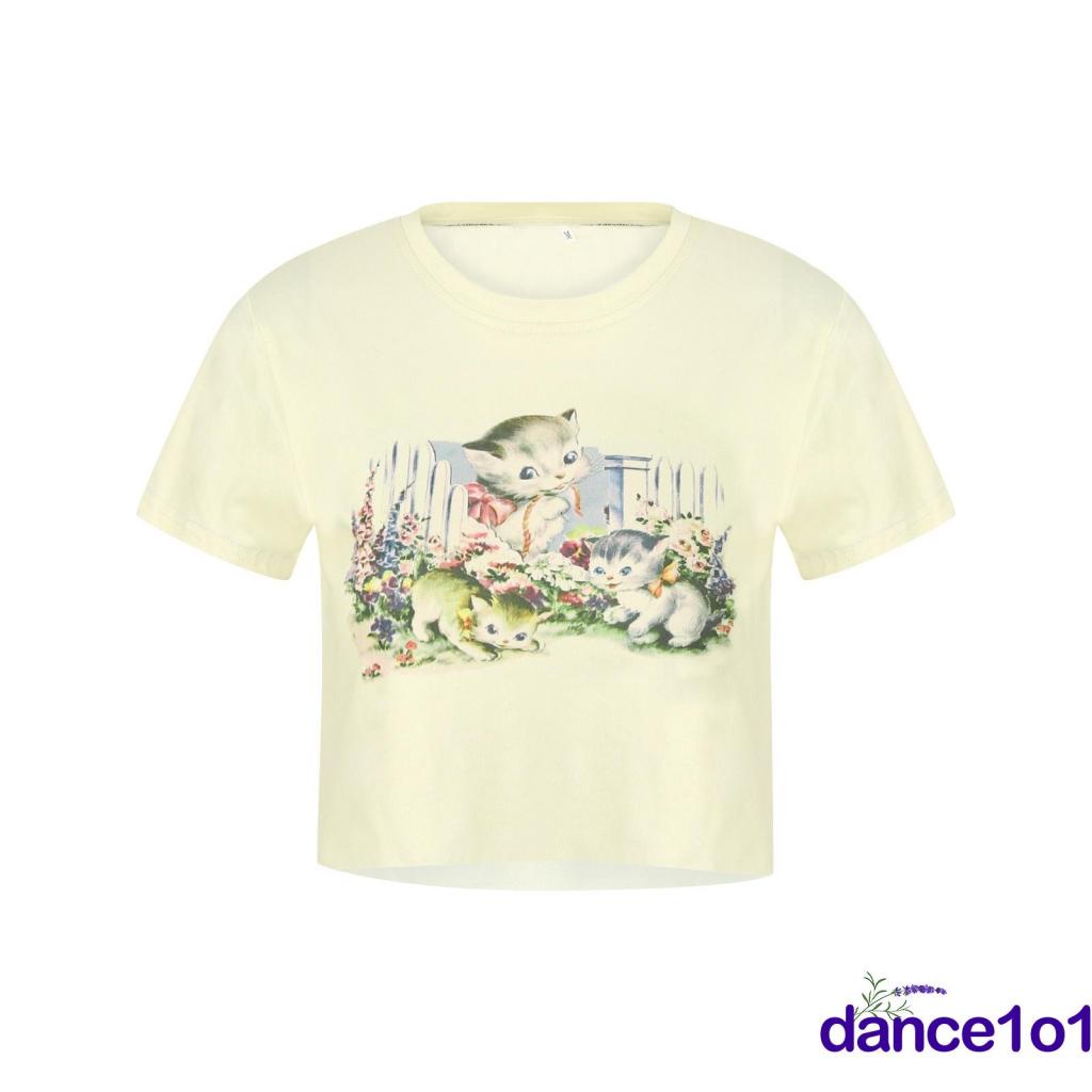 Áo thun tay ngắn in hình động vật thời trang cho nữ