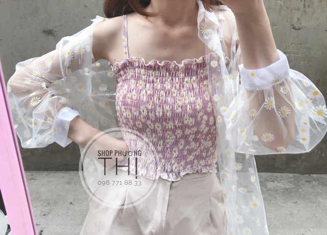 Áo quây - áo hai dây hoa nhí vintage ulzzang (hình shop tự chụp/sẵn)