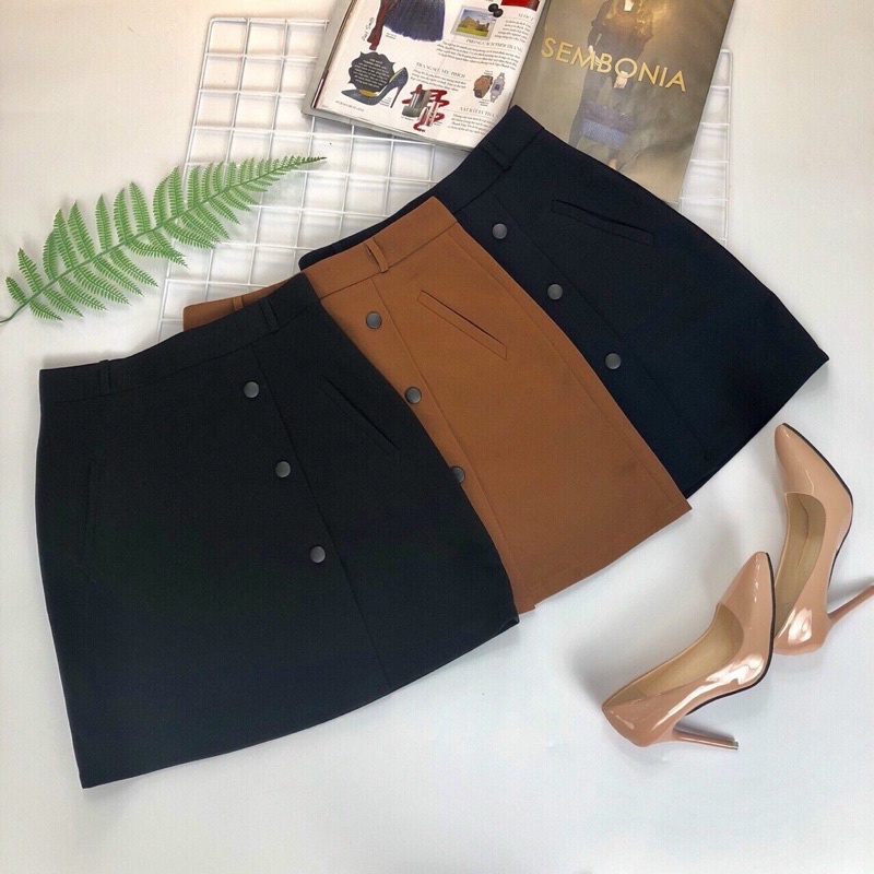 Chân váy chữ A cúc giữ có túi