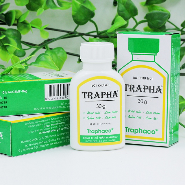 Bột khử mùi Trapha (30g), khử mùi hôi nách, hôi chân, hôi giày, giảm thâm nách