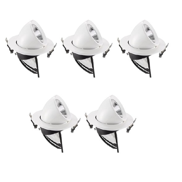 Combo 5 Đèn Led âm trần đế xoay 360 độ 20w, đèn soi tranh, đèn trang trí shop