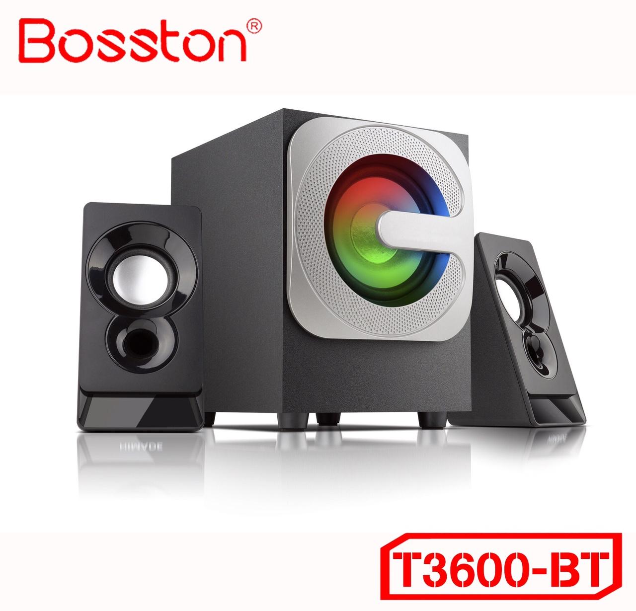 Loa vi tính 2.1 kiêm Bluetooth USB thẻ nhớ Bosston T3600-BT 20W led RGB 7 màu (Đen)