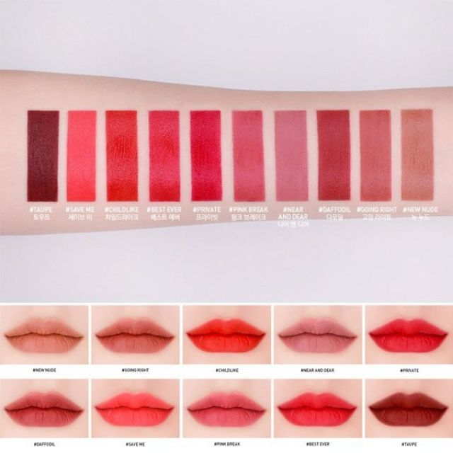 Son kem lì 3CE VELVET LIP TINT màu đỏ thuần #BEST EVER