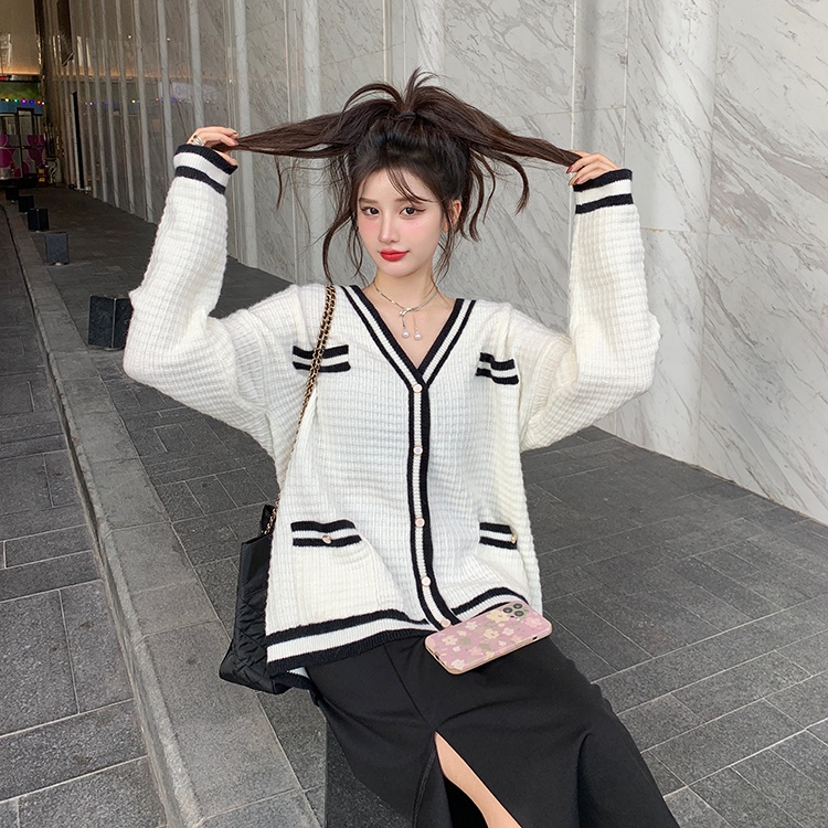 Áo Khoác cardigan Dệt Kim Tay Dài Cổ Chữ V Thời Trang Mùa Thu Mới Đáng Yêu
